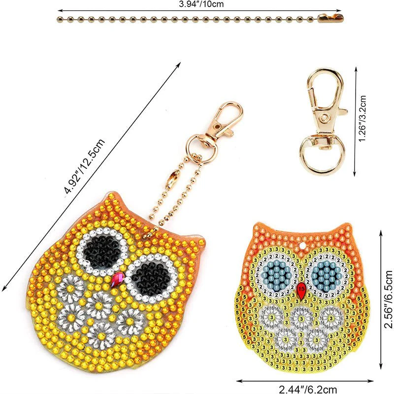 5D Diamond Art Keychain Owls 5 Pieces - Image 4
