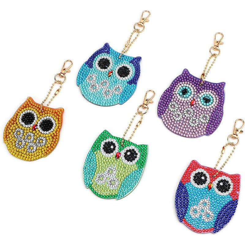 5D Diamond Art Keychain Owls 5 Pieces - Image 5