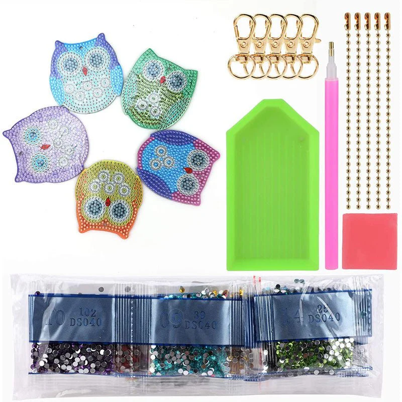 5D Diamond Art Keychain Owls 5 Pieces - Image 6