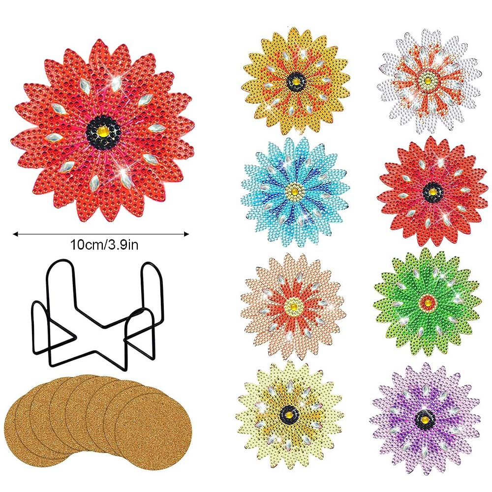 5D Diamond Painting Coaster Colored Flowers - Image 3