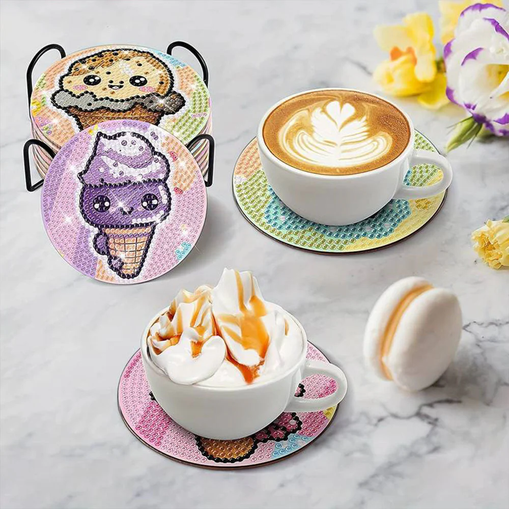 5D Diamond Painting Coaster Funny Ice Cream Cones - Image 3