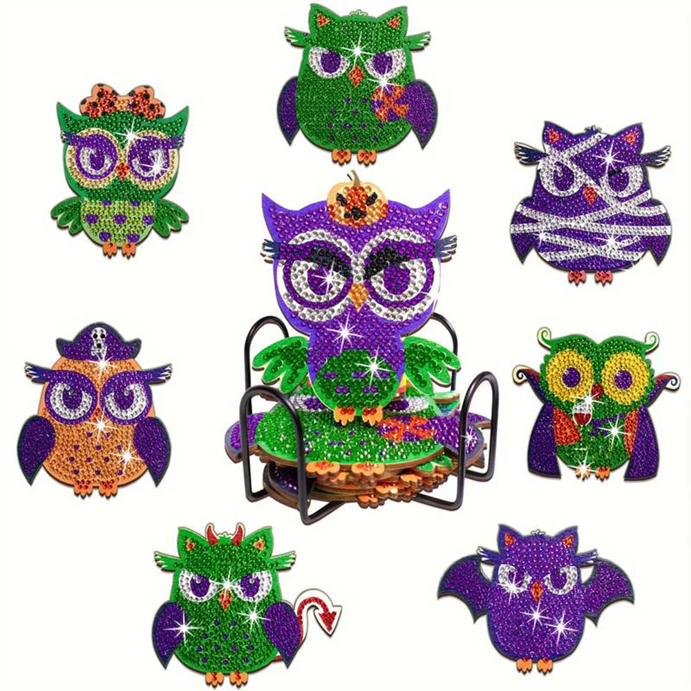 5D Diamond Painting Coaster Owls - Image 3