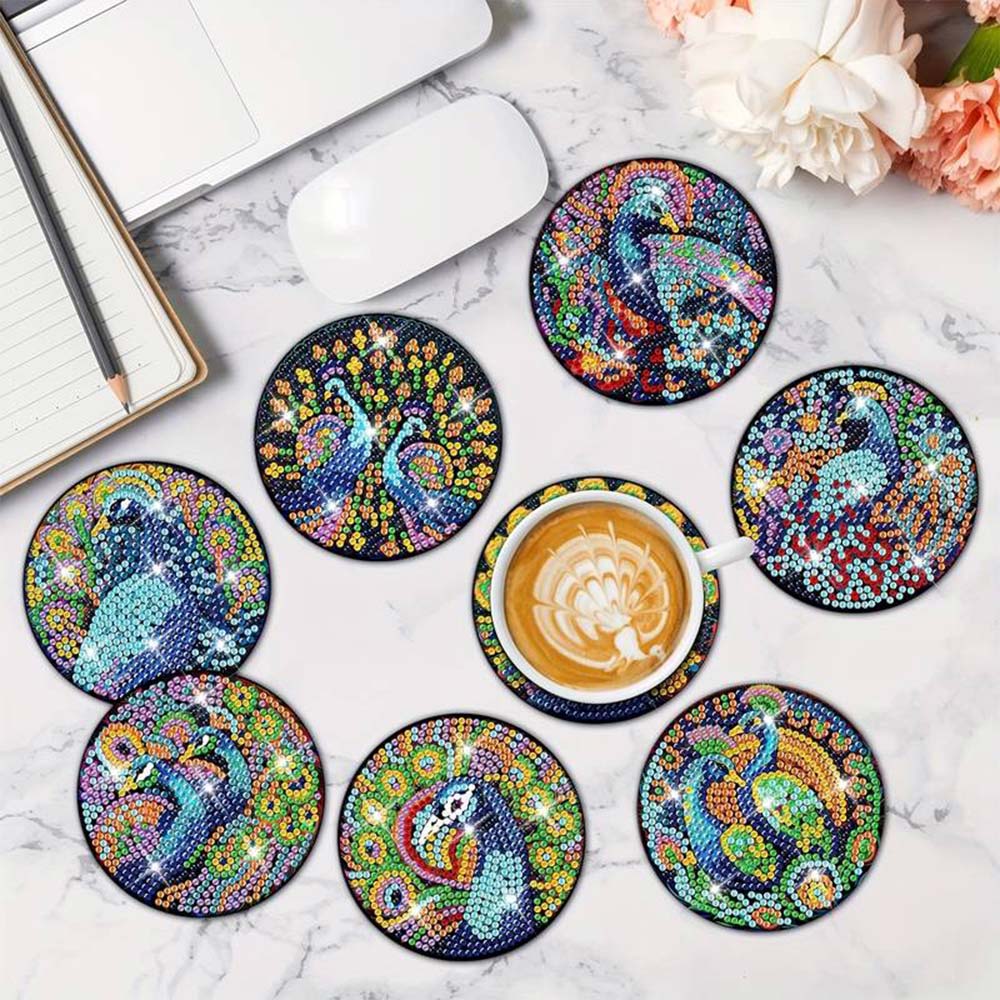 5D Diamond Painting Coaster Peacock - Image 2