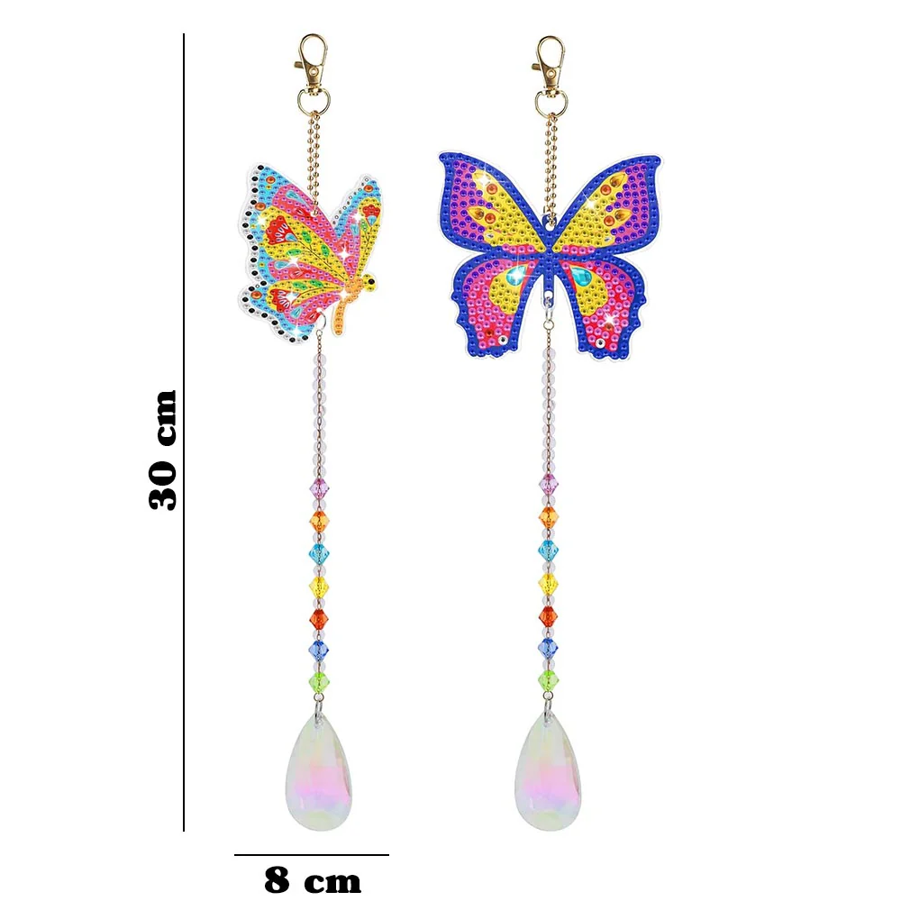 5D Diamond Painting Crystal Wind Chime with Butterflies 2 Pieces - Image 3