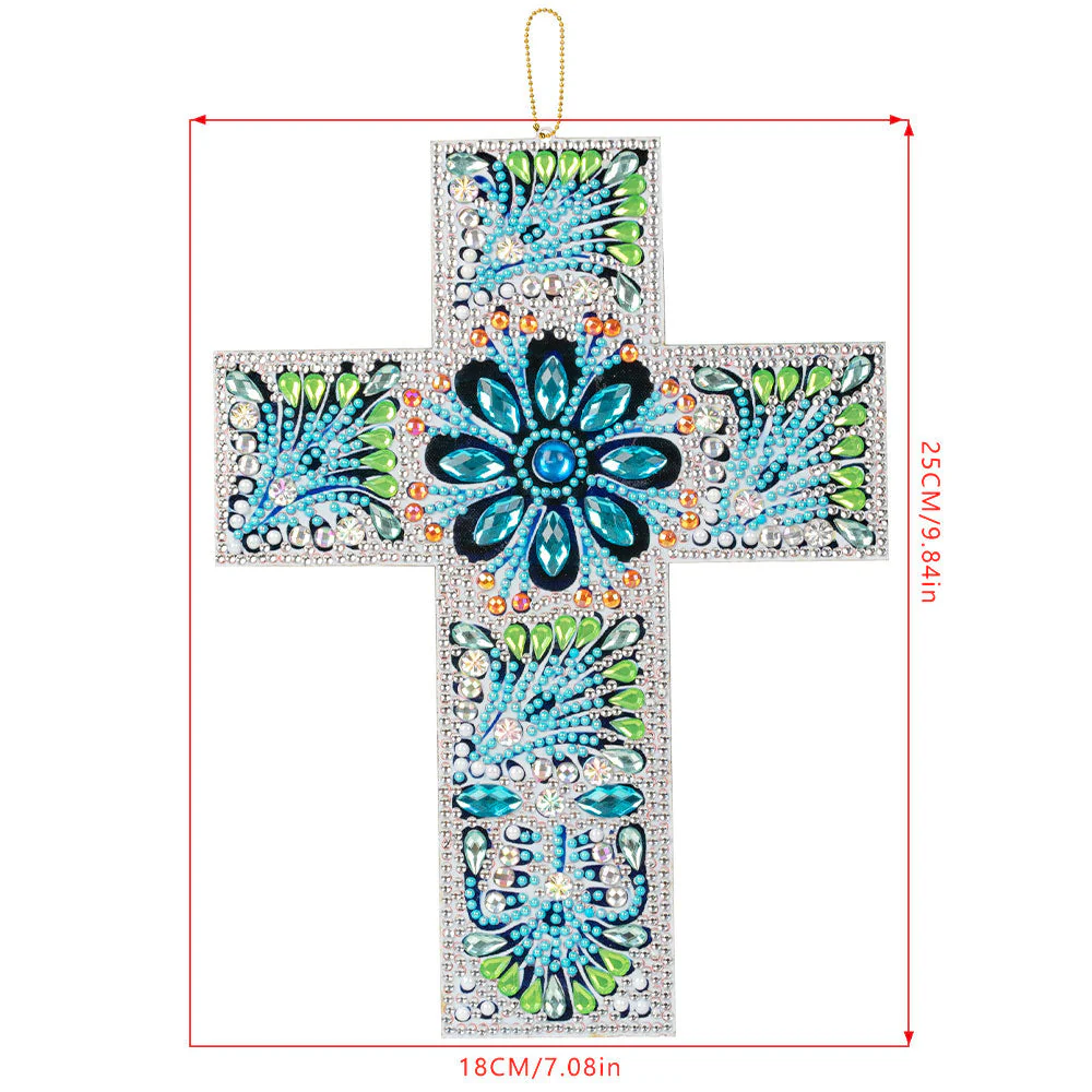 5D Diamond Painting Decorative Pendant Cross Blue - Image 3