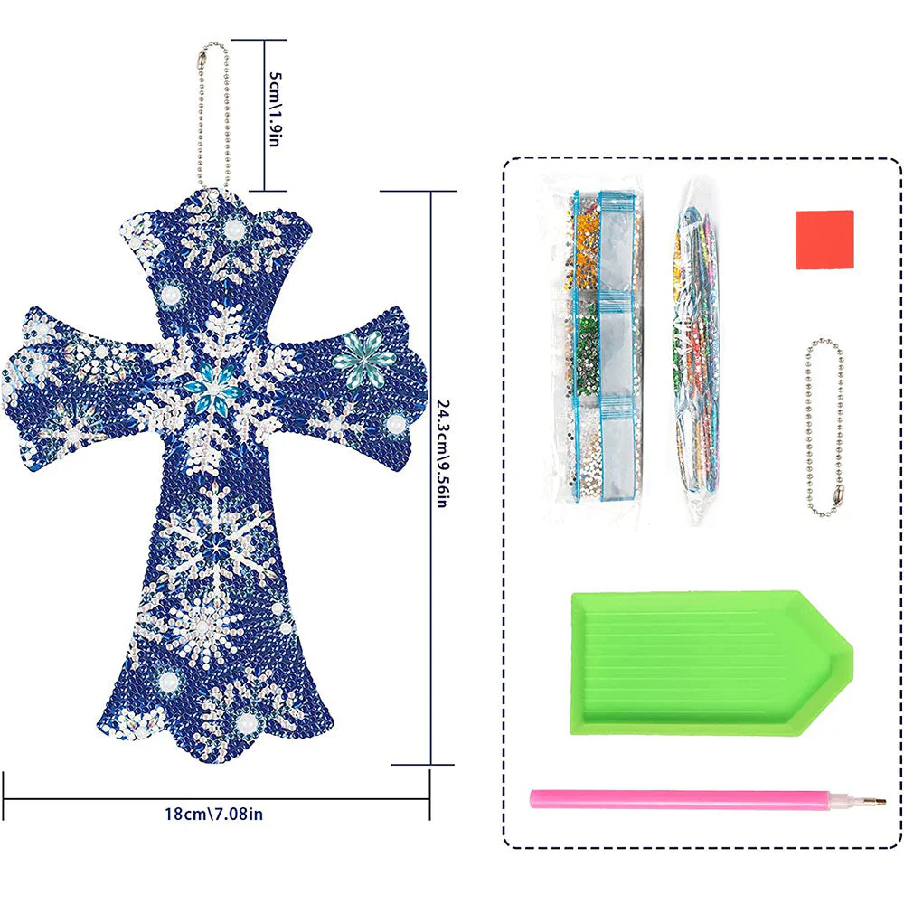 5D Diamond Painting Decorative Pendant Cross Star - Image 3