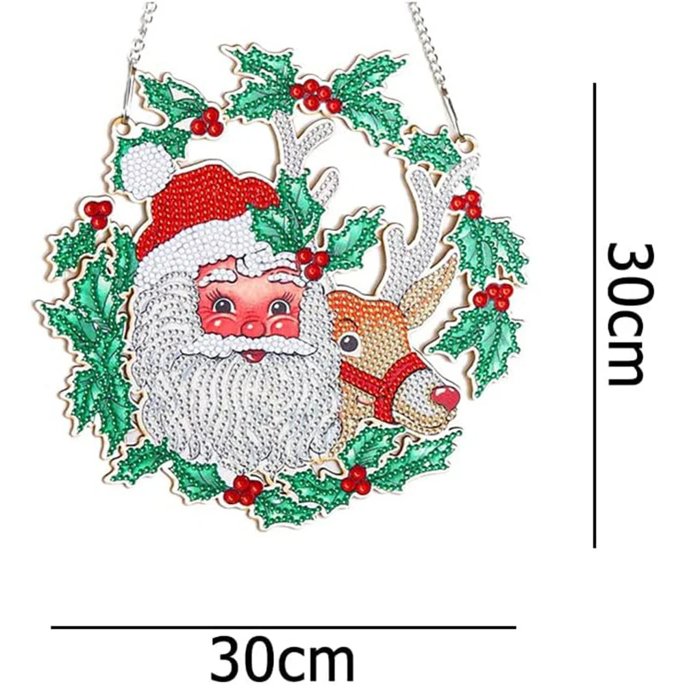 5D Diamond Painting Door Hanger Santa Claus with Reindeer - Image 3