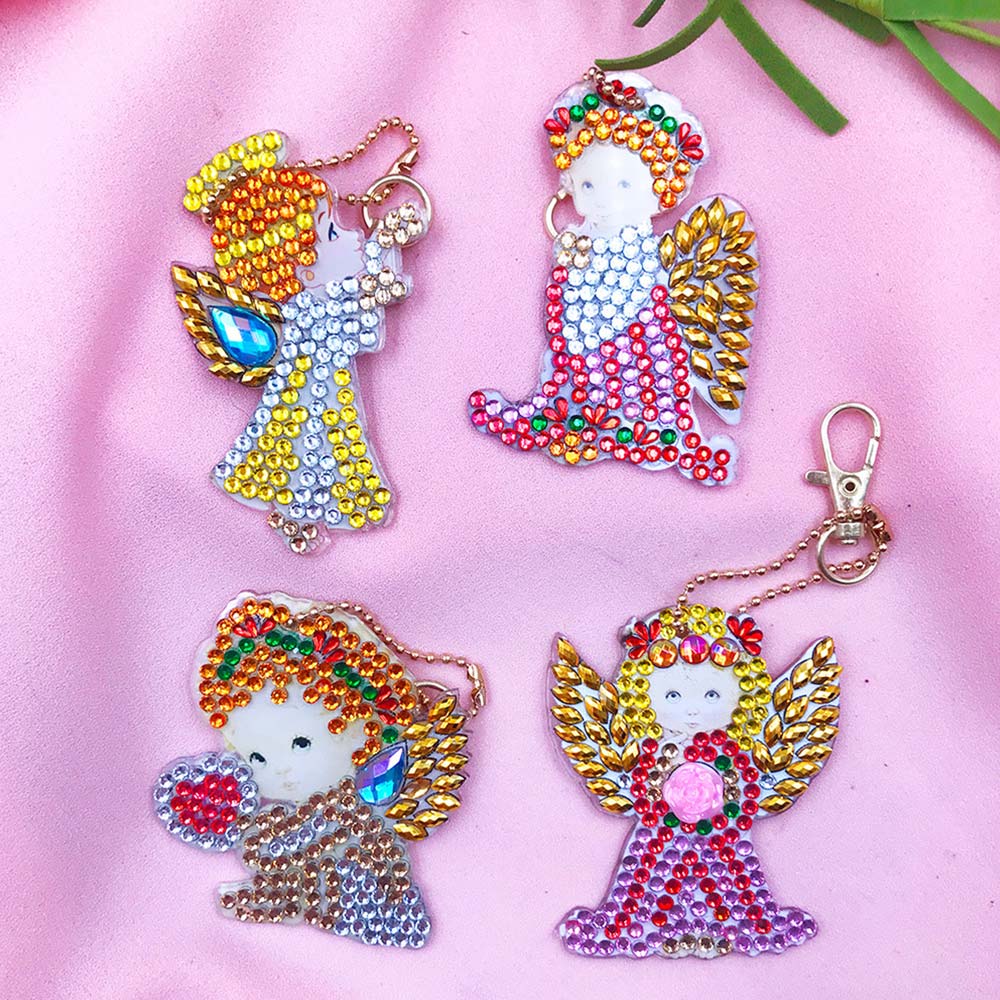 5D Diamond Painting Keychain Angel 4 Pieces - Image 3