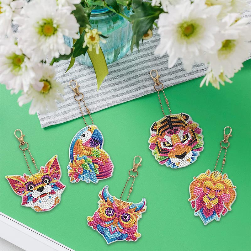 5D Diamond Painting Keychain Animals 5 Pieces - Image 2