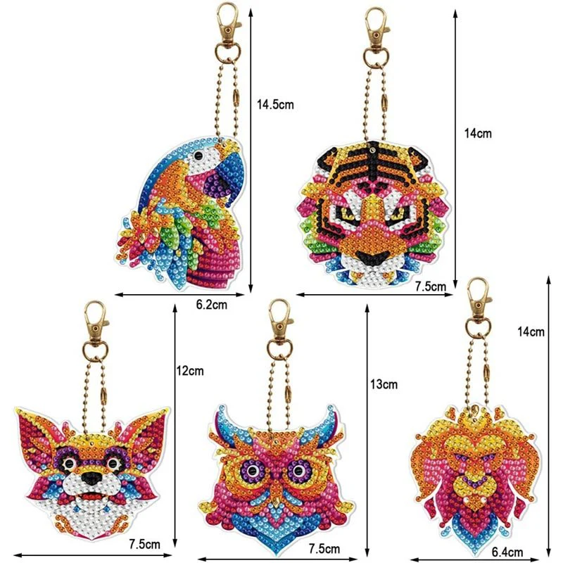 5D Diamond Painting Keychain Animals 5 Pieces - Image 7
