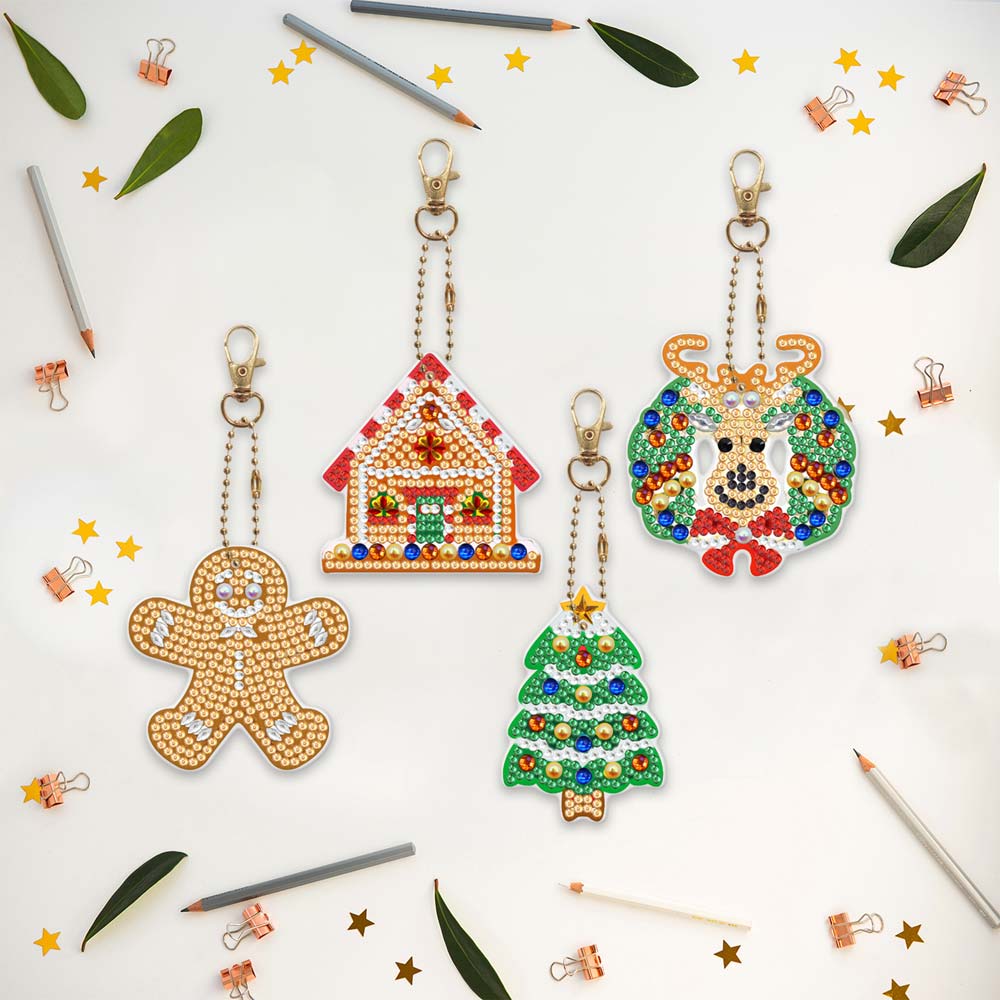 5D Diamond Painting Keychain Christmas 4 Pieces - Image 3