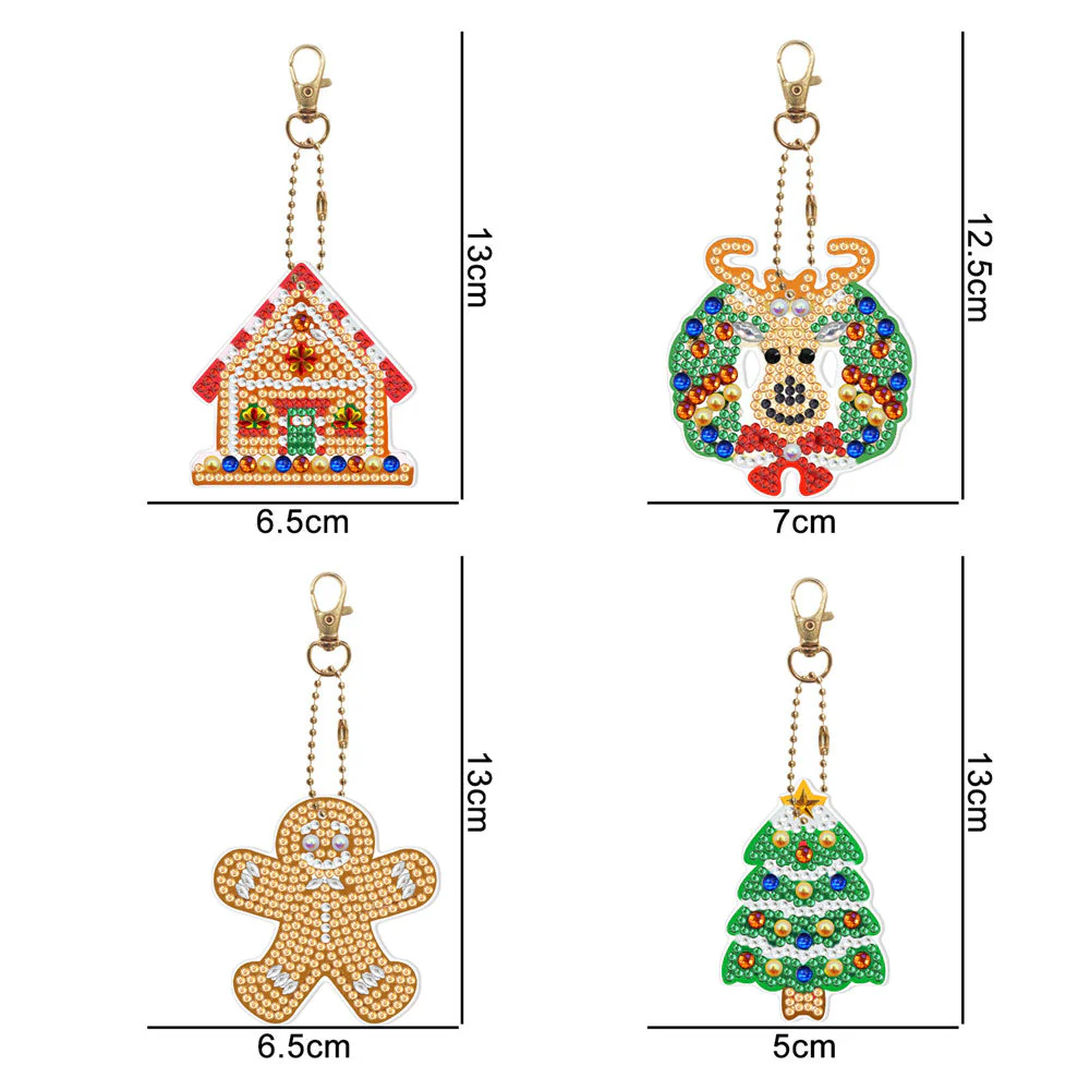 5D Diamond Painting Keychain Christmas 4 Pieces - Image 5