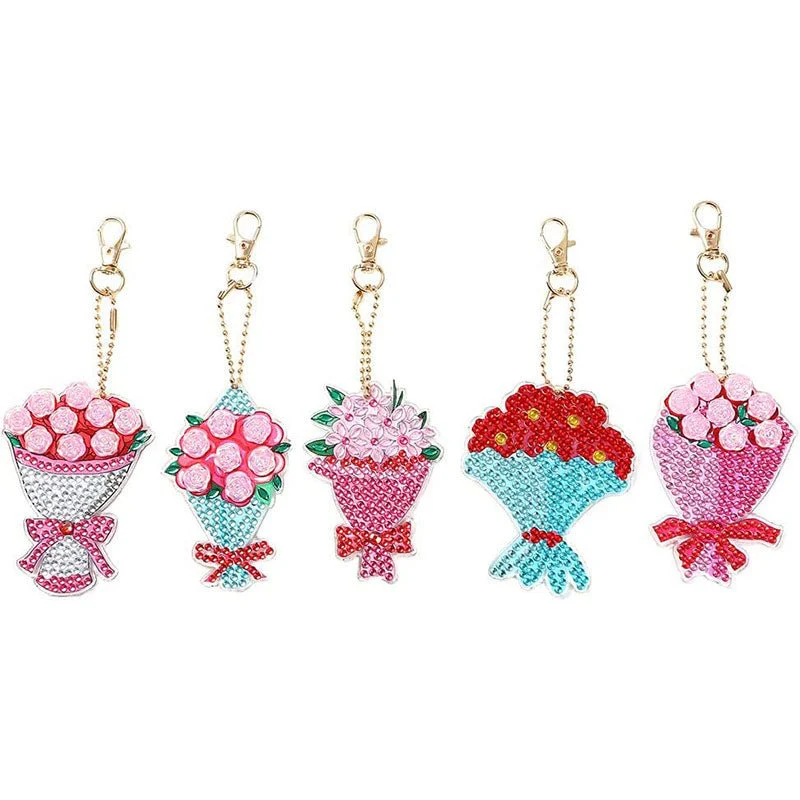 5D Diamond Painting Keychain Flower Bouquet