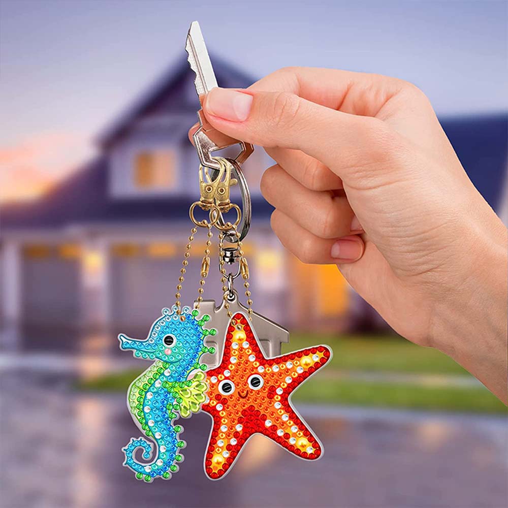 5D Diamond Painting Keychain Ocean Animals 5 Pieces - Image 4