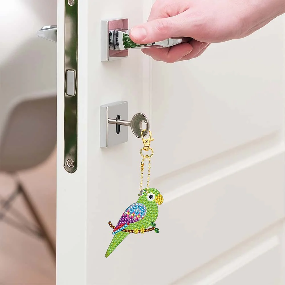 5D Diamond Painting Keychain Parrots 5 Pieces - Image 7