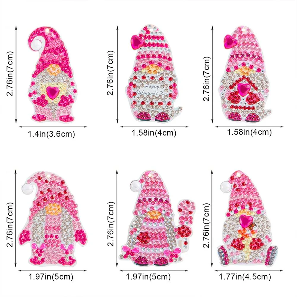 5D Diamond Painting Keychain Pink Gnome - Image 4