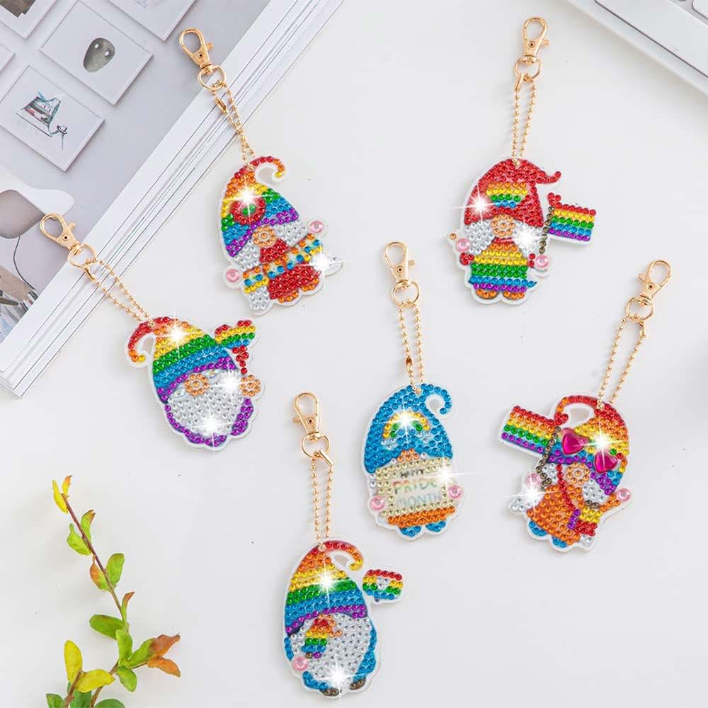 5D Diamond Painting Keychain Rainbow Gnome - Image 2