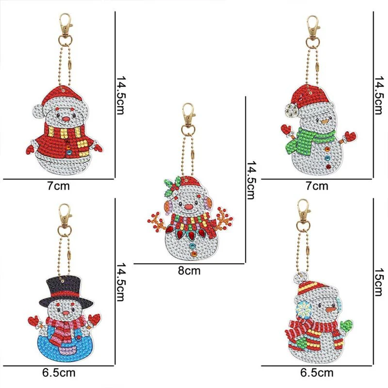 5D Diamond Painting Keychain Snowmen 5 Pieces - Image 6