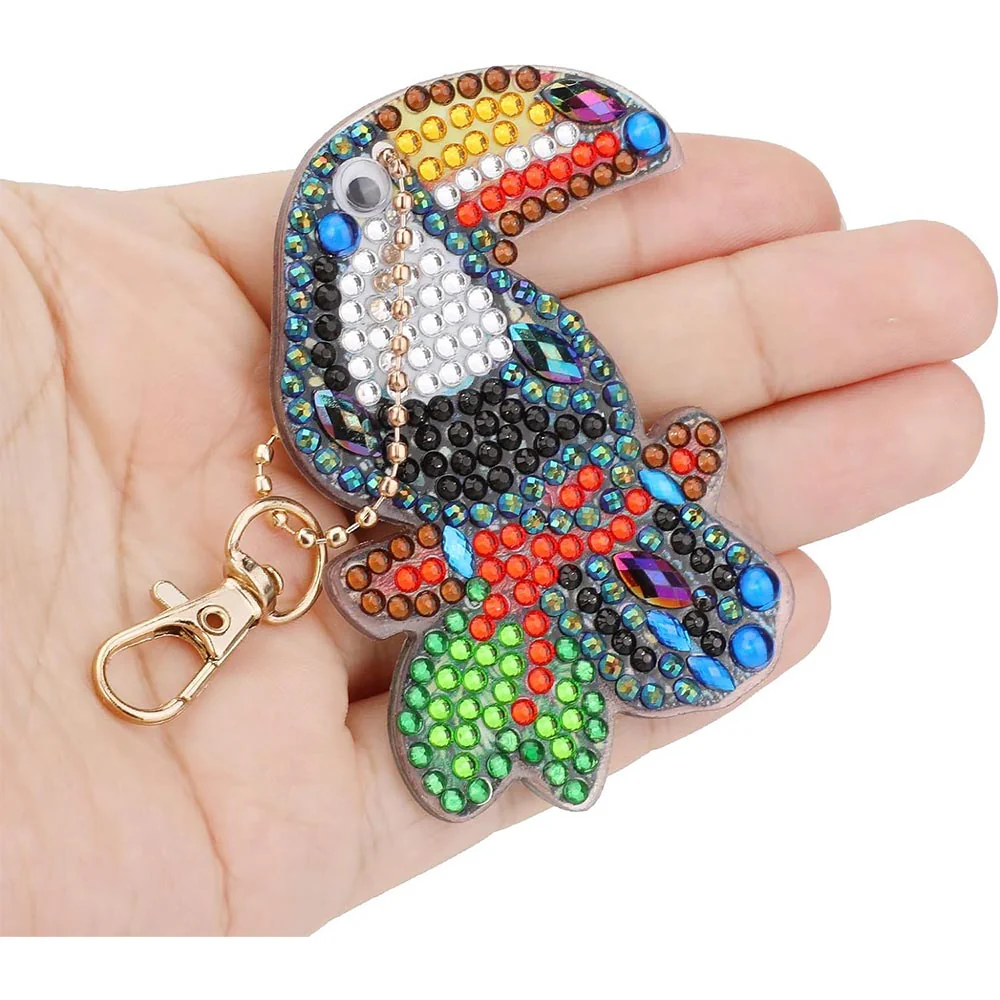 5D Diamond Painting Keychain with Parrots 5 Pieces - Image 2