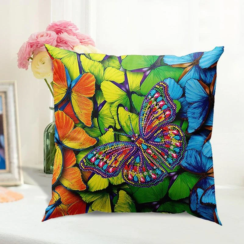 5D Diamond Painting Pillow Cover 30x30cm Butterfly - Image 3