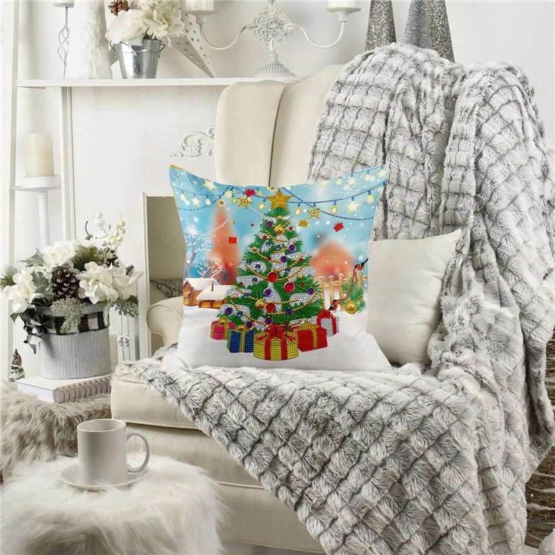 5D Diamond Painting Pillow Cover 30x30cm Christmas Tree - Image 2