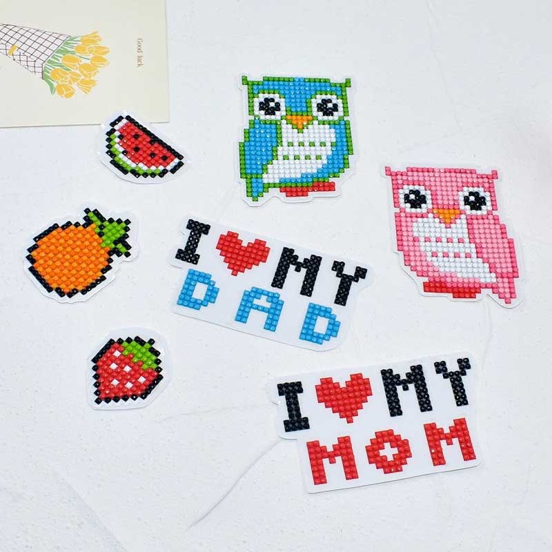 5D Diamond Painting Sticker Set "I Love Mom and Dad" for Kids - Image 3