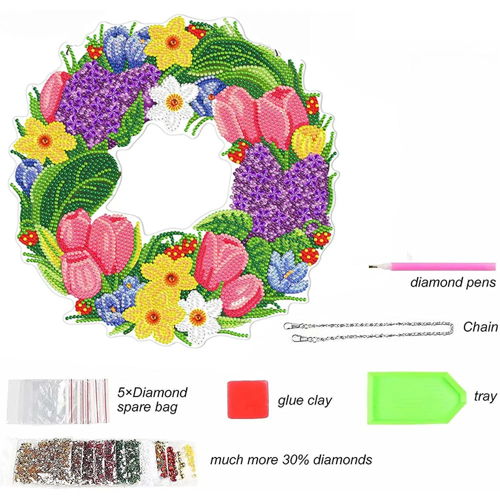 5D Diamond Painting Wreath Double Sided Tulips - Image 4