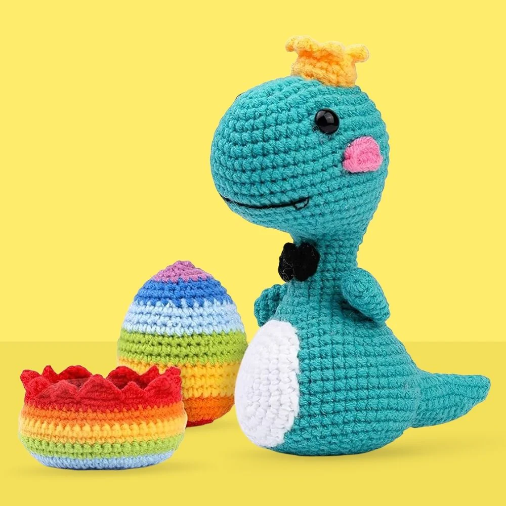Amigurumi Crochet Kit - Dino King with Rainbow Egg