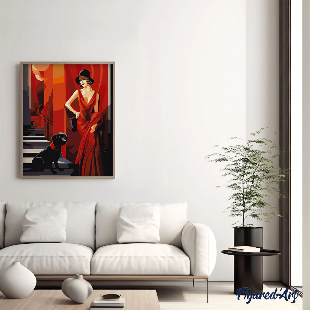 Art Deco Woman with her Dog - Image 3