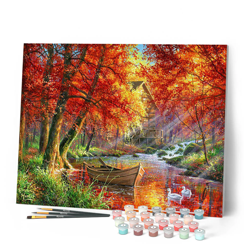 Autumn River and Boat - Image 2