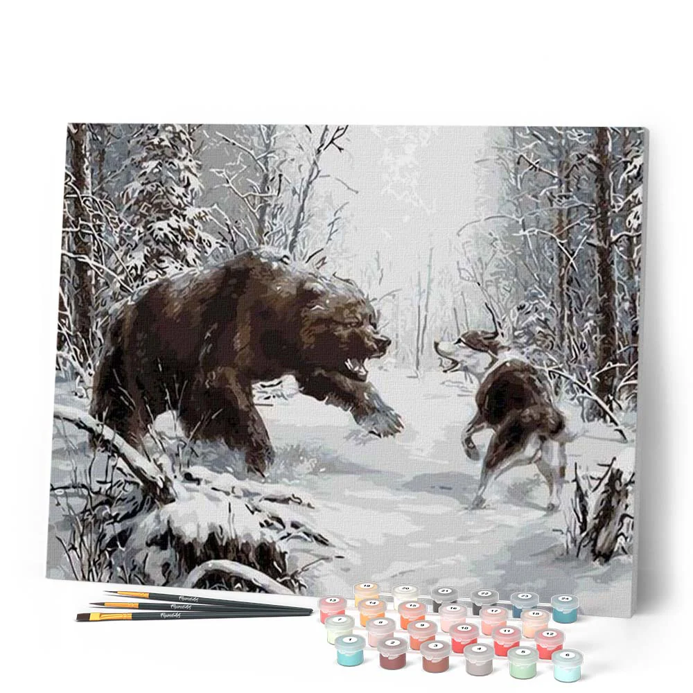 Bear and Wolf fighting - Image 2