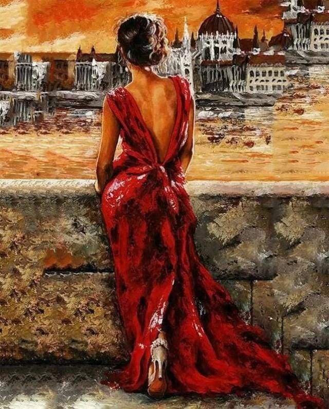 Beautiful Woman in Red Dress