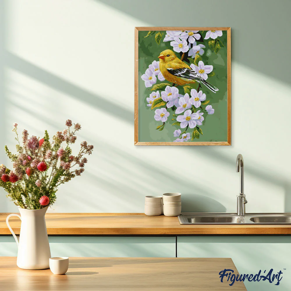 Bird on a flowering branch - Image 3