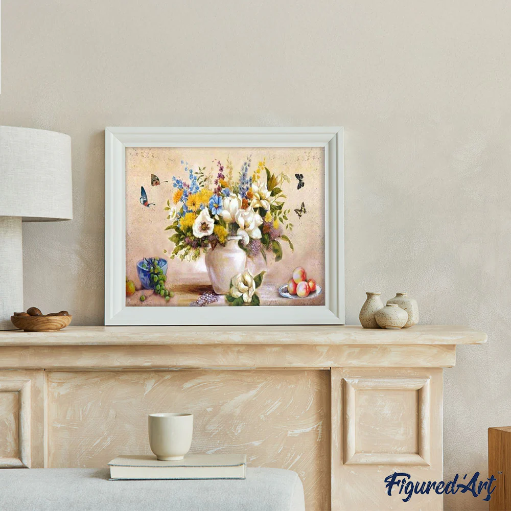 Butterflies and white vase - Image 3