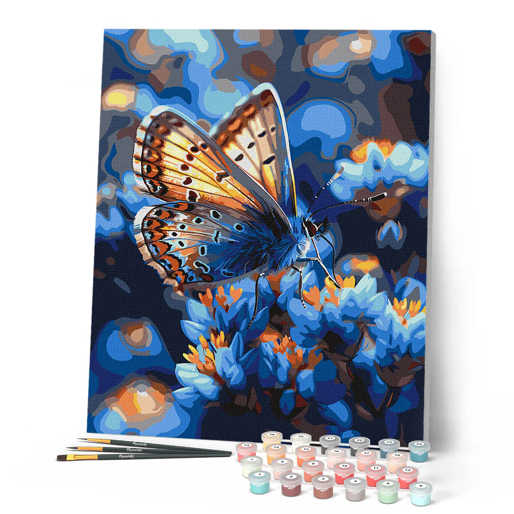 Butterfly and Blue Flowers - Image 2