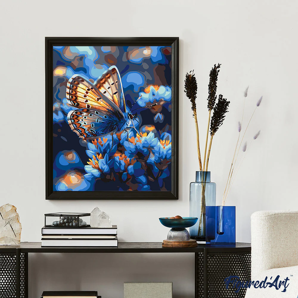 Butterfly and Blue Flowers - Image 3