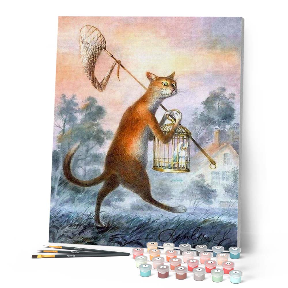 Cat and Bird in a cage - Image 2