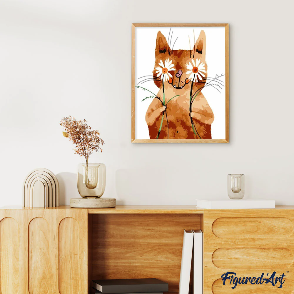 Cat and Daisies - Image 3