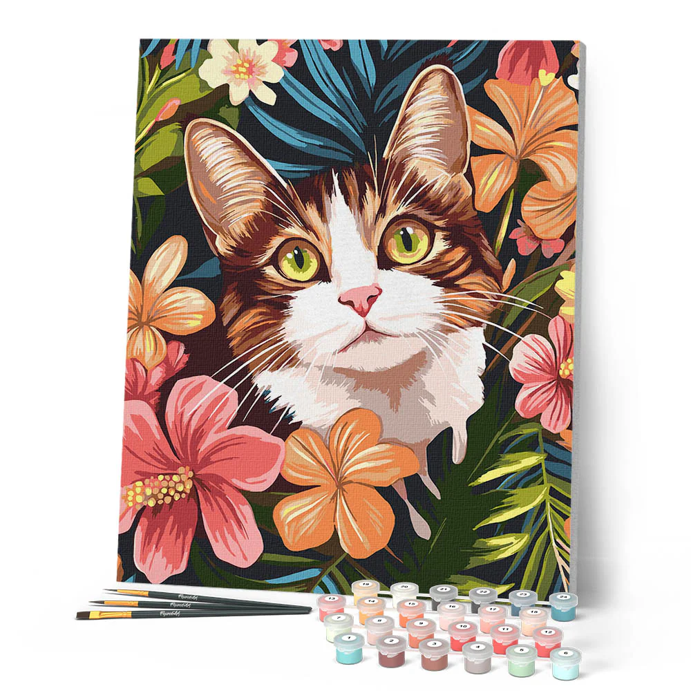 Cat with Tropical Flowers - Image 2