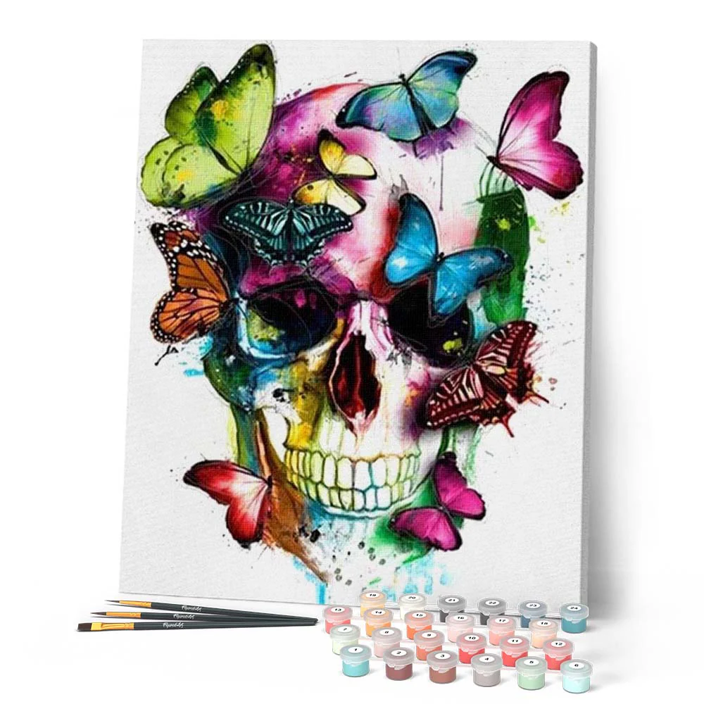 Colorful Butterflies and Skull - Image 2