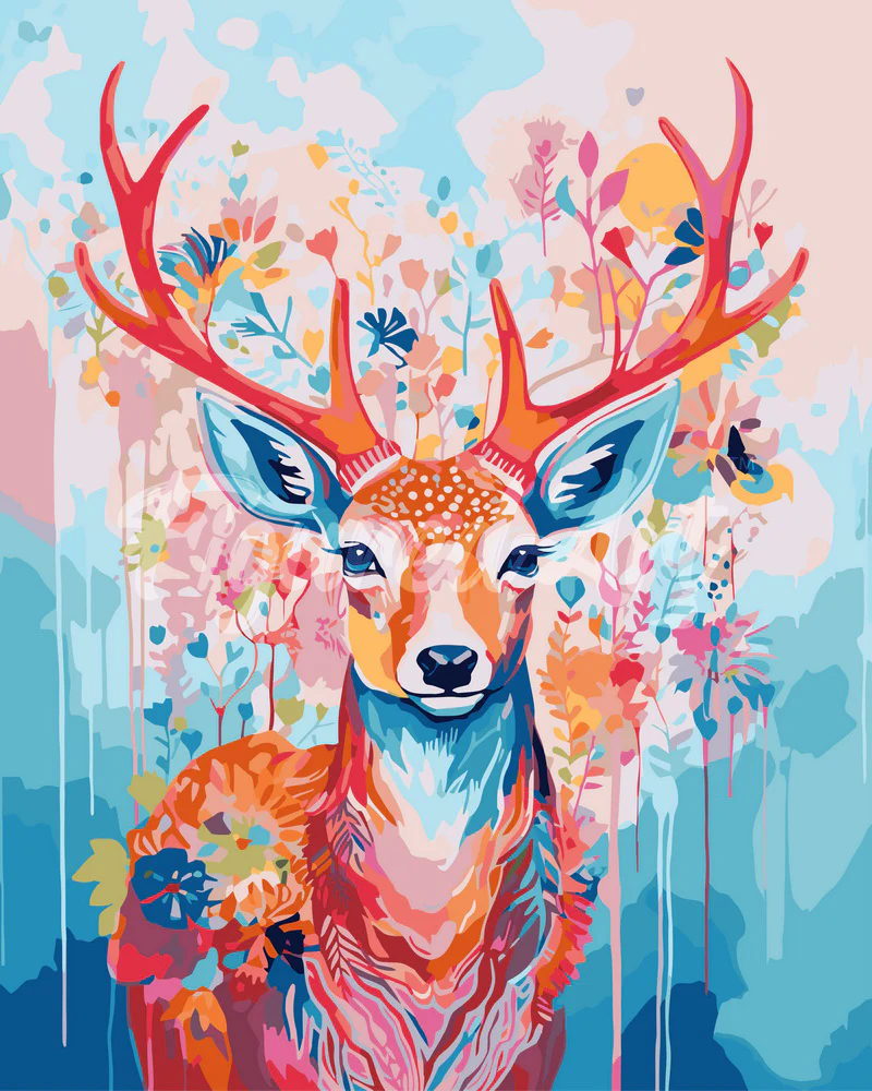 Colourful Deer in Bloom