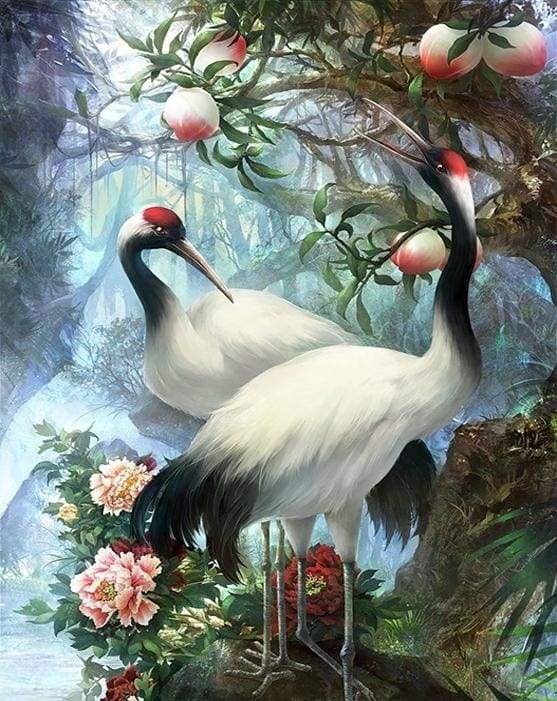 Crane with Red Head