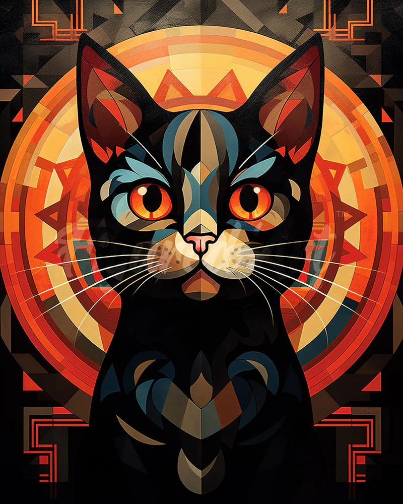 Diamond Painting - Art Deco Black Cat canvas already framed