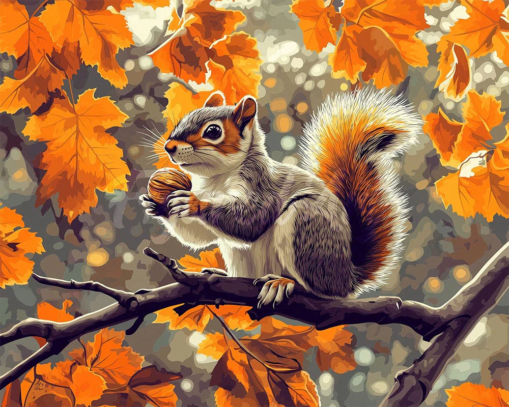 Diamond Painting - Autumn Squirrel canvas already framed