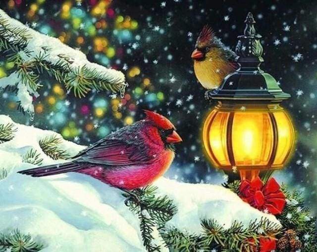 Diamond Painting - Birds and Lantern