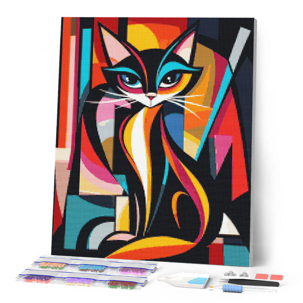 Diamond Painting - Bold Abstract Cat - Image 2