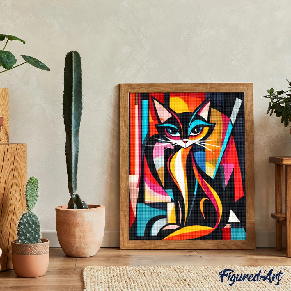 Diamond Painting - Bold Abstract Cat - Image 3