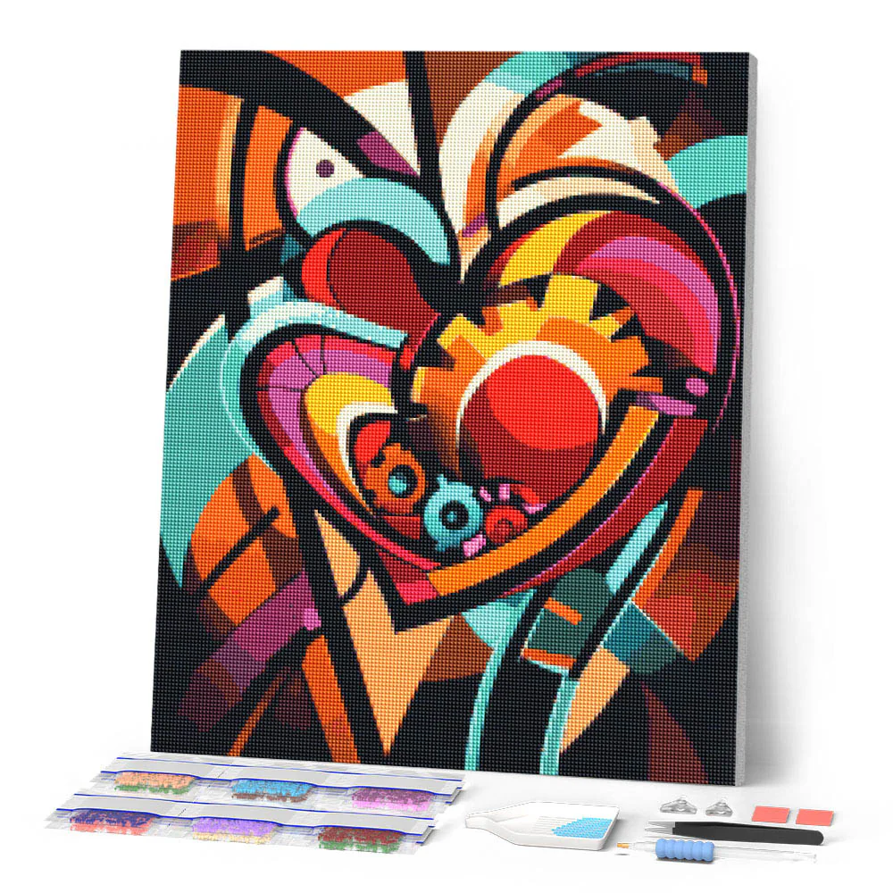 Diamond Painting - Bold Abstract Heart Gears - Image 2