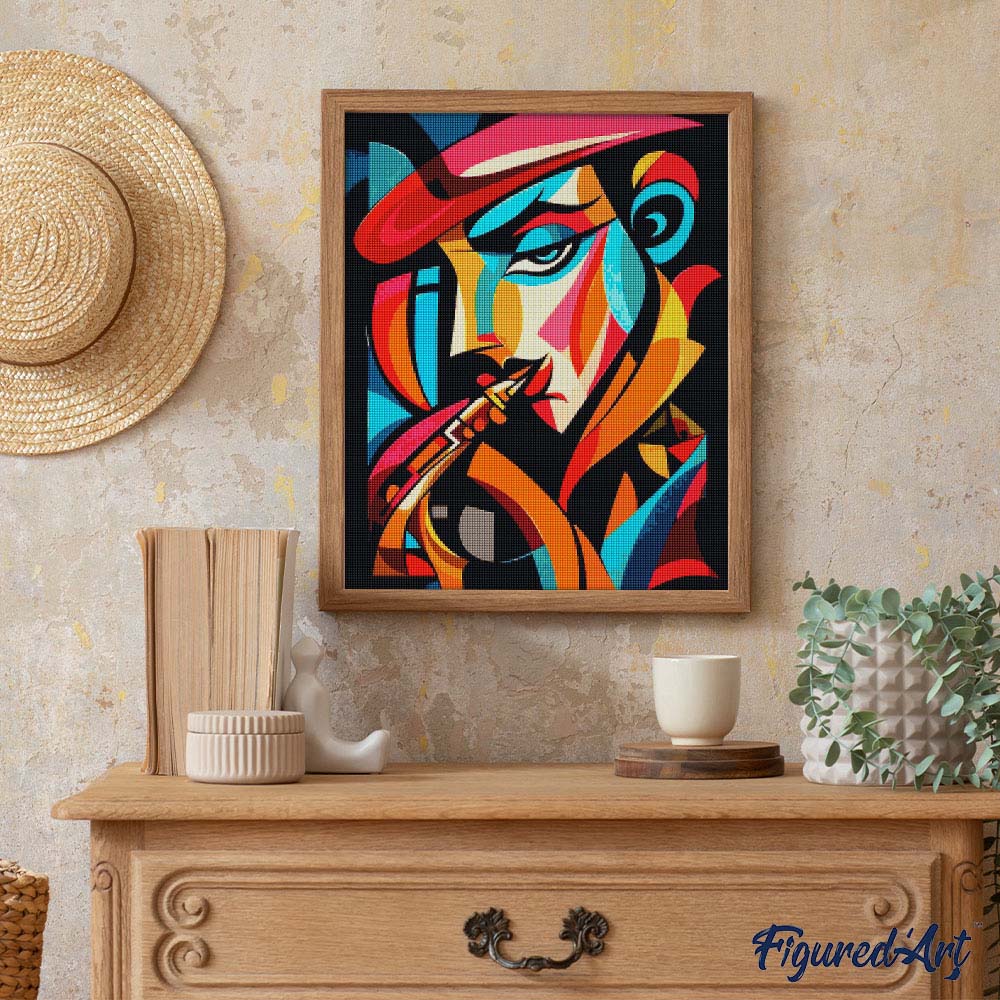Diamond Painting - Bold Abstract Sax Man - Image 3