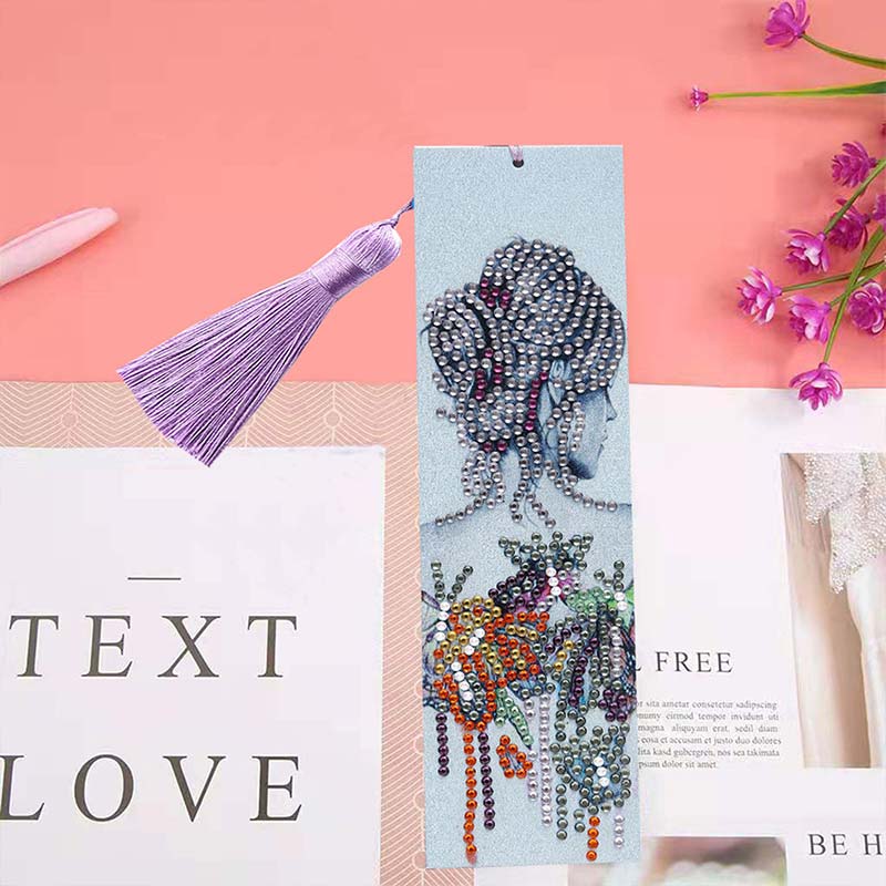 Diamond Painting Bookmark Woman with Flowers - Image 4